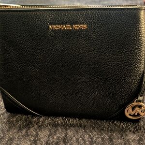 Michael Kors Black Pebbled Leather Bag with Gold Accents